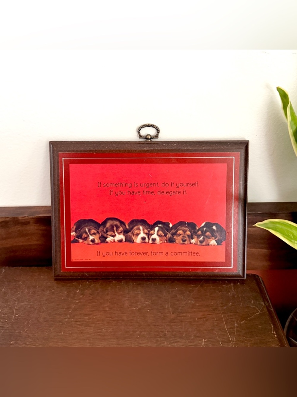 Vintage 1980 Hallmark Puppies Wall Plaque If Something Is Urgent Do It Yourself